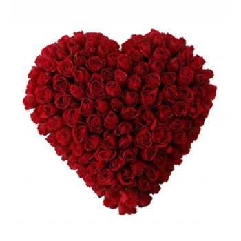75 красных роз в виде сердца